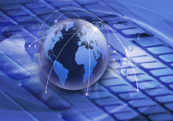 image of the globe on the keyboard