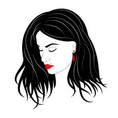 Портрет девушки, скромность, родинка