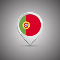 Obraz premium round location pin with flag of portugal