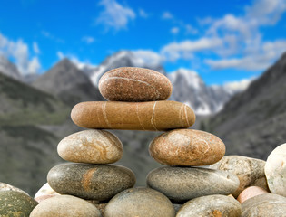image of heap of stones in the water close-up