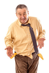 Man with empty pockets