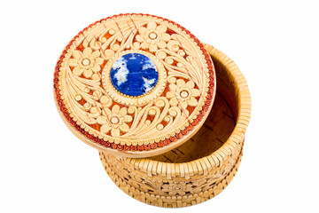 Casket from birch bark on a white background