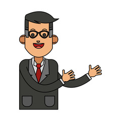 happy middle age businessman icon image vector illustration design 
