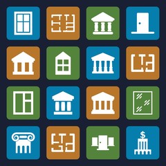 Set of 16 architectural filled icons