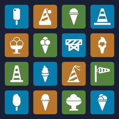 Set of 16 cone filled icons