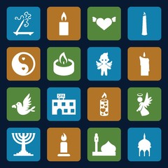 Set of 16 religion filled icons