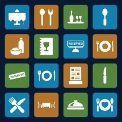 Set of 16 dining filled icons