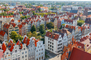 Fototapeta na wymiar Gdansk. Gdansk. Aerial view of the city.