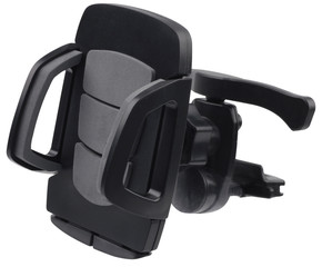 Black smart phone holder  isolated on white background.