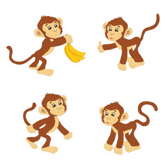 Grappige apen met bananen