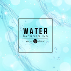 Blue water background drops wave vector illustration