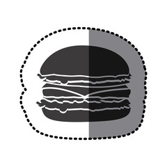 sticker shading monochrome hamburger food icon vector illustration