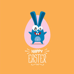 vector happy easter greeting card with funny bunny