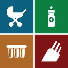 Set of 4 metallic filled icons