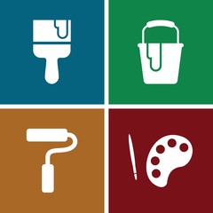 Set of 4 painter filled icons