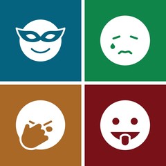 Set of 4 emotion filled icons