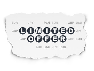 Finance concept: Limited Offer on Torn Paper background