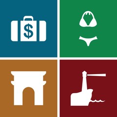 Set of 4 tourism filled icons
