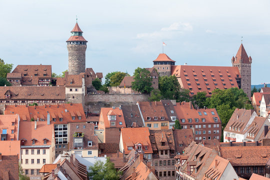 Old town with the castle of Nuremberg in Germany