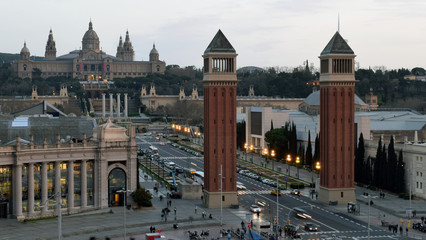 Torres venecianas en plaza España Montjuic