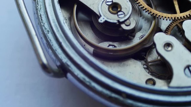 Close up of a internal clock mechanism