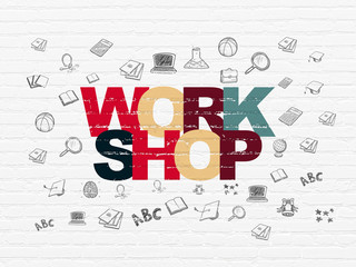 Learning concept: Workshop on wall background
