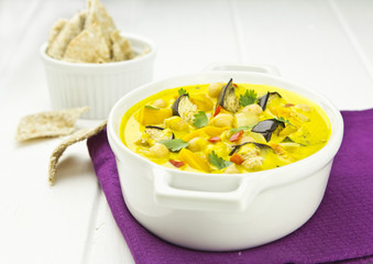 Vegetable curry with butternut squash and aubergine 
