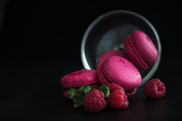 macaroons with raspberries