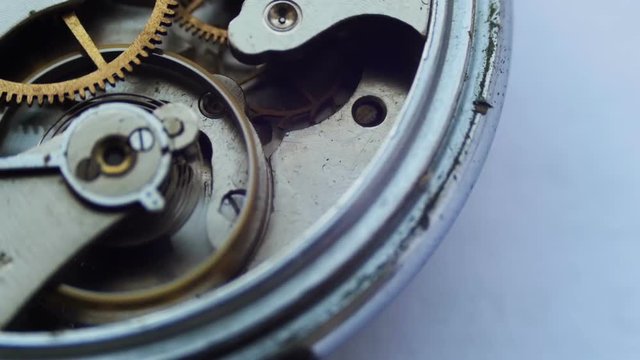 Close up of a internal clock mechanism