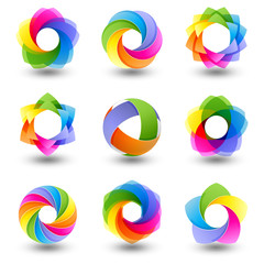 Obraz premium Set of abstract round vector design element, Sphere Icons, Isolated On White Background