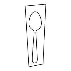 silhouette rectangle banner frame with spoon cutlery icon vector illustration