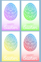 Set of colored Easter eggs with floral ornament. Design of paschal greeting cards, invitations, flyers