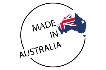 Made in Australia round logo, vector