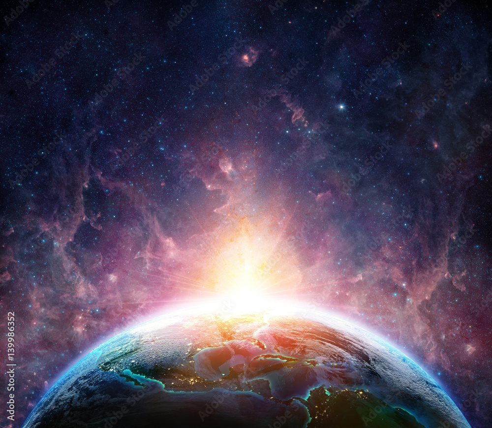 Wall mural sunrise on planet earth - usa view
