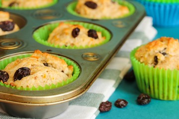Homemade Irish Soda bread muffins, selective focus