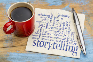 storytelling  word cloud on napkin