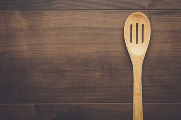 wooden skimmer on the table with copy space