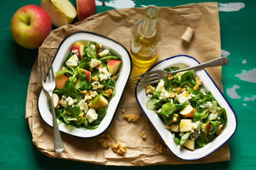Roquefort walnuts apple autumn salad