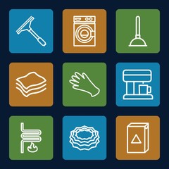Set of 9 household outline icons