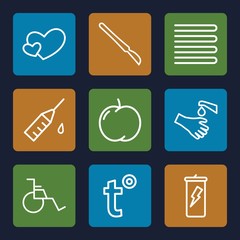 Set of 9 health outline icons