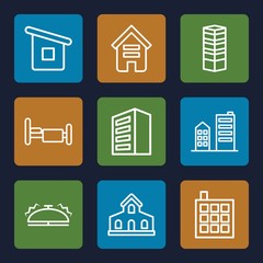 Set of 9 hotel outline icons
