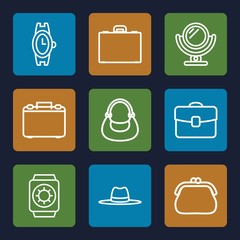 Set of 9 accessory outline icons