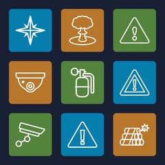 Set of 9 caution outline icons
