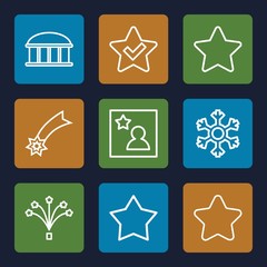 Set of 9 star outline icons