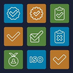 Set of 9 approved outline icons