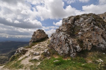 Rocca Calascio, a mountaintop fortress in Abruzzo, Italy