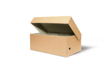Cardboard box with lid isolated on white background