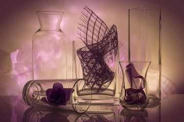 Fototapeta na wymiar Glass vessels of different shapes