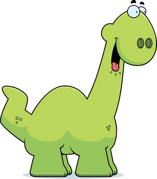 happy green cartoon dinosaur smiling