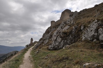 Rocca Calascio, a mountaintop fortress in Abruzzo, Italy